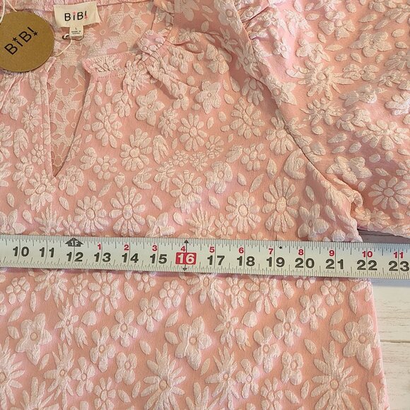 Bibi Boutique Pink Floral Daisy Brocade Blouse Top NEW Lg Cottage Coquette - Picture 6 of 8
